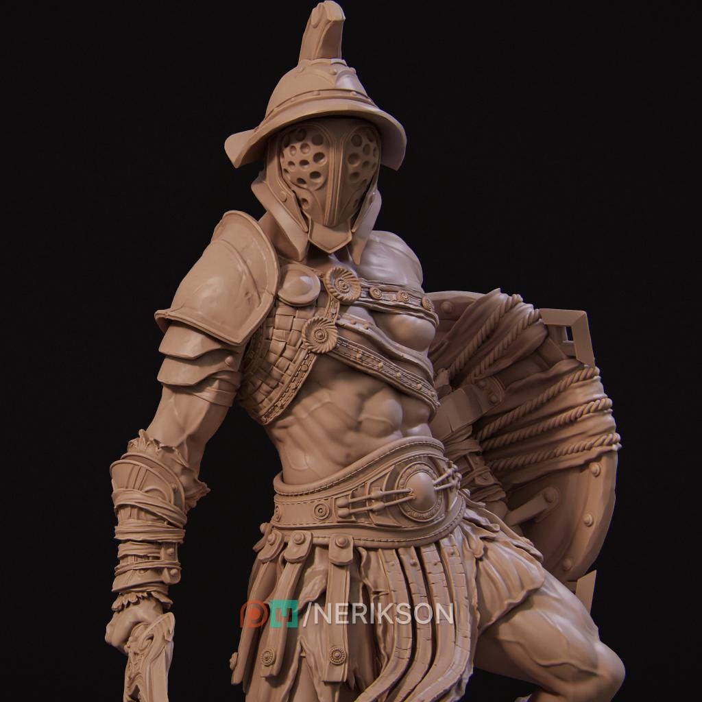 Human Male Fighter Gladiator Battle Master PC /NPC UNPAINTED D&amp;D| 5 Sizes/Scales