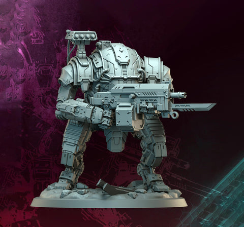 Sci-Fi Heavy Terminator Battle Mech Unpainted Resin | 4 BASE SIZES | Argo Bulwark Morior Invictus