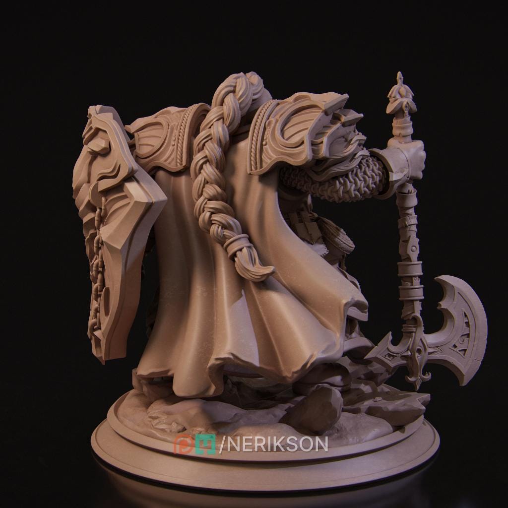Dwarf Fighter, Paladin, Battle Master PC /NPC UNPAINTED D&amp;D| 5 Sizes/Scales