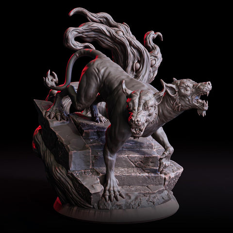 Fiend Hound, Blood Fang, Dire Chaos Wolf Unpainted | 28mm,32mm,54mm,75mm,100mm Scale | Resin Dungeons and Dragons D&D 5e | Pathfinder |