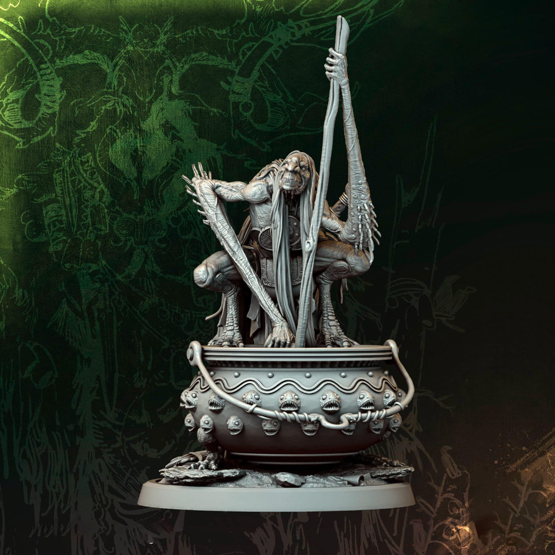 Hag, Fiendish Witch, Demon Fiend Unpainted Miniature DnD 5e | 5 Sizes /Scales
