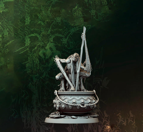 Hag, Fiendish Witch, Demon Fiend Unpainted Miniature DnD 5e | 5 Sizes /Scales