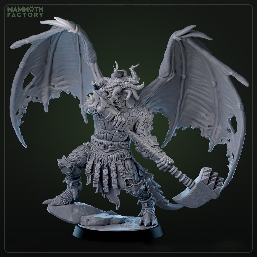 Dragonborn Paladin, Ranger, Fighter, Wings Hammer | 28mm,32mm,54mm, 75mm, 100mm Scale Resin Miniature| Dungeons &amp; Dragons DnD 5e Pathfinder
