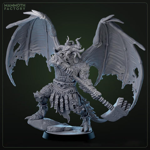 Dragonborn Paladin, Ranger, Fighter, Wings Hammer | 28mm,32mm,54mm, 75mm, 100mm Scale Resin Miniature| Dungeons & Dragons DnD 5e Pathfinder