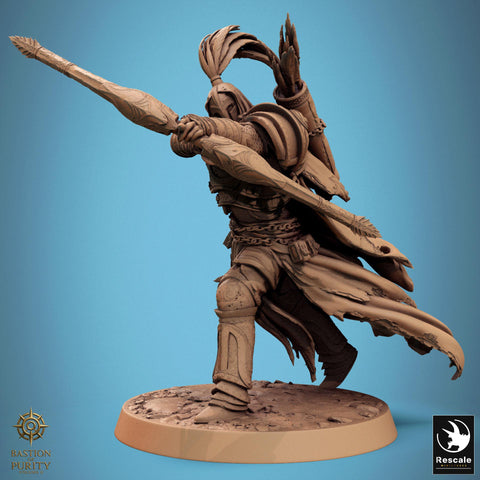 Human Paladin, Fighter Sharpshooter Helm, Bow PC / NPC, DnD 5e Unpainted Mini| 5 Sizes/Scales | Dungeons & Dragons gift