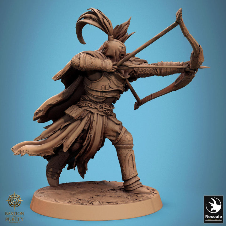 Human Paladin, Fighter Sharpshooter Helm, Bow PC / NPC, DnD 5e Unpainted Mini| 5 Sizes/Scales | Dungeons &amp; Dragons gift