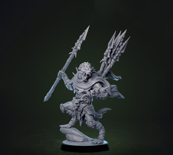Gnoll Fighter Ranger Javalin Thrower | Resin Miniature | 5 Sizes/Scales | Pathfinder | D&amp;D 5e |