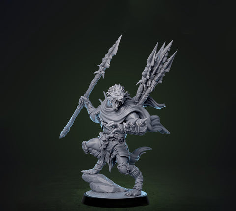 Gnoll Fighter Ranger Javalin Thrower | Resin Miniature | 5 Sizes/Scales | Pathfinder | D&D 5e |