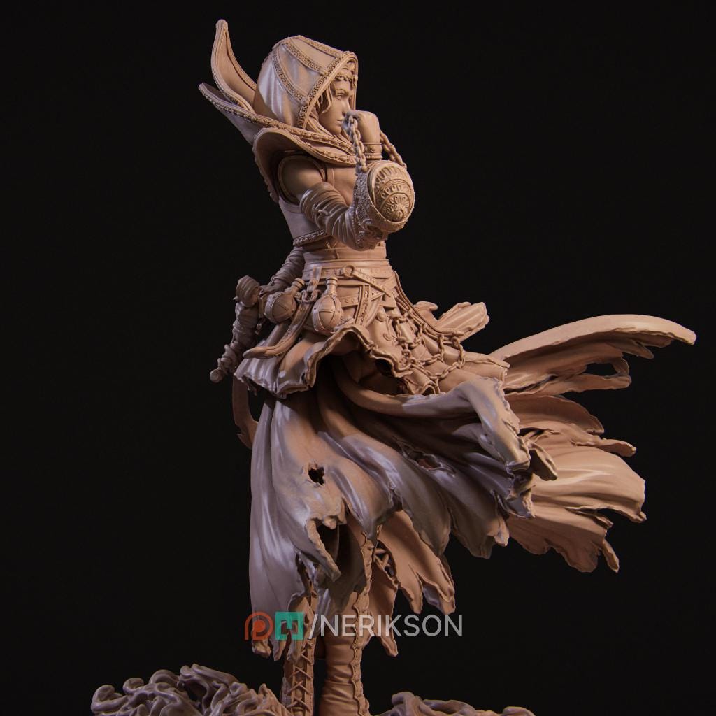 Human Female Hexblade Warlock, Wizard Conjurer PC /NPC Unpainted D&amp;D| 5 Sizes/Scales| Pathfinder