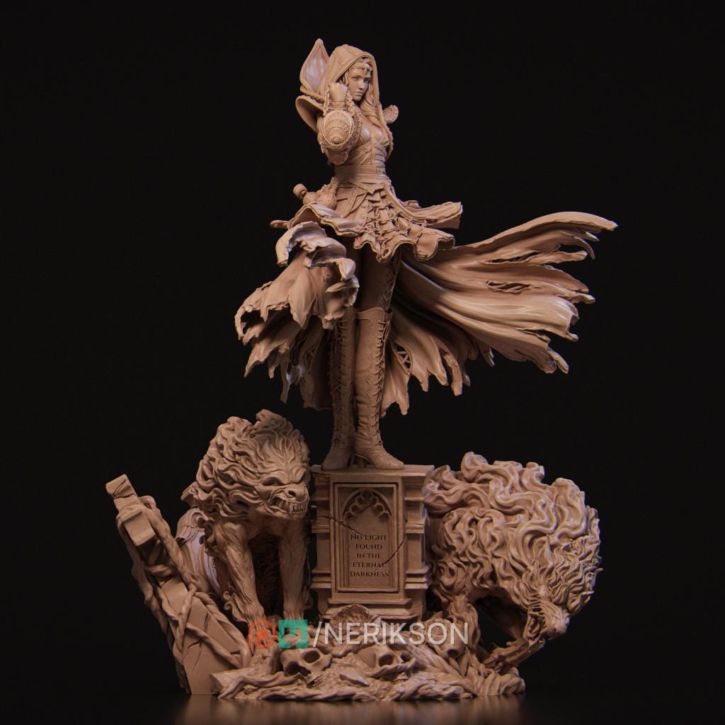 Human Female Hexblade Warlock, Wizard Conjurer PC /NPC Unpainted D&amp;D| 5 Sizes/Scales| Pathfinder
