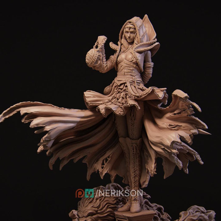 Human Female Hexblade Warlock, Wizard Conjurer PC /NPC Unpainted D&amp;D| 5 Sizes/Scales| Pathfinder