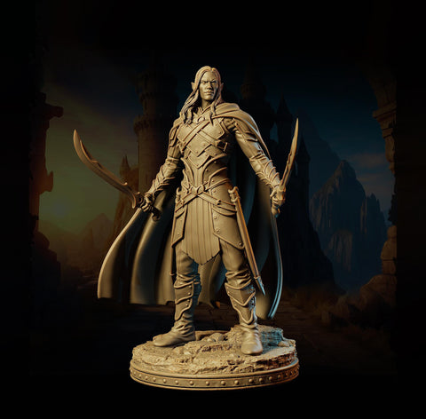 Famous Dark Elf Ranger with Twin Scimitars | 5 Sizes /Scales| D&D