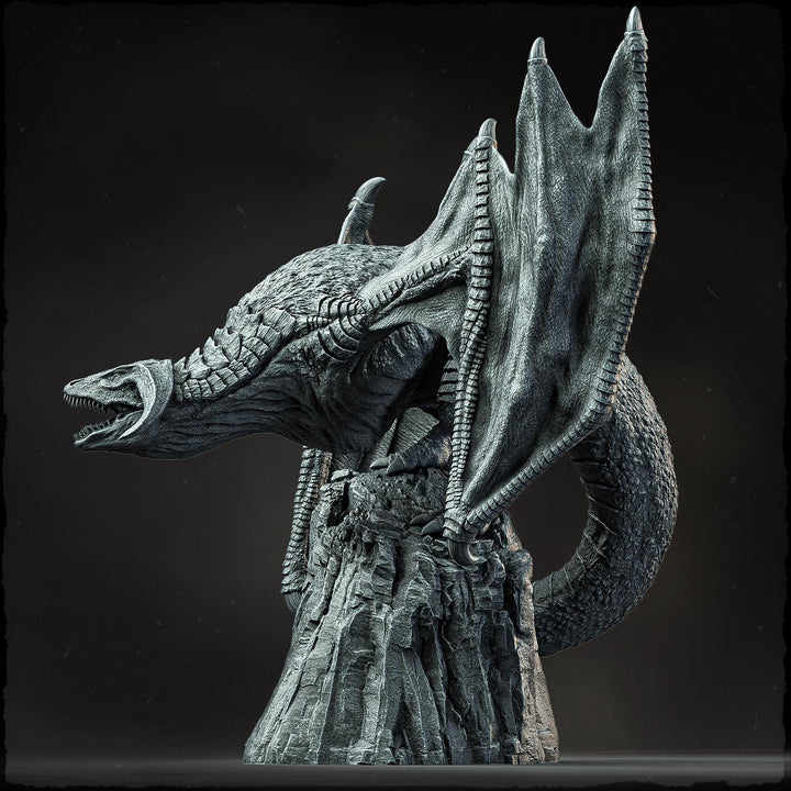 Wyvern on Peak (4 sizes) D&amp;D Miniature | Young, Adult, Huge, Gargantuan | Resin Statue| Figurine