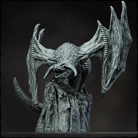 Wyvern on Peak (4 sizes) D&D Miniature | Young, Adult, Huge, Gargantuan | Resin Statue| Figurine