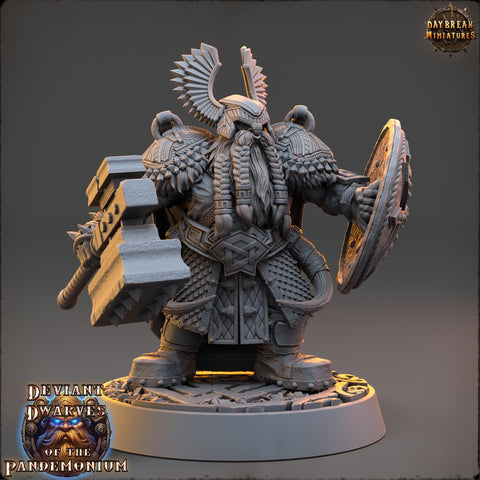 Dwarf Duergar Fighter Hammer and Shield | Unpainted D&D| 5 Sizes /Scale | Pathfinder