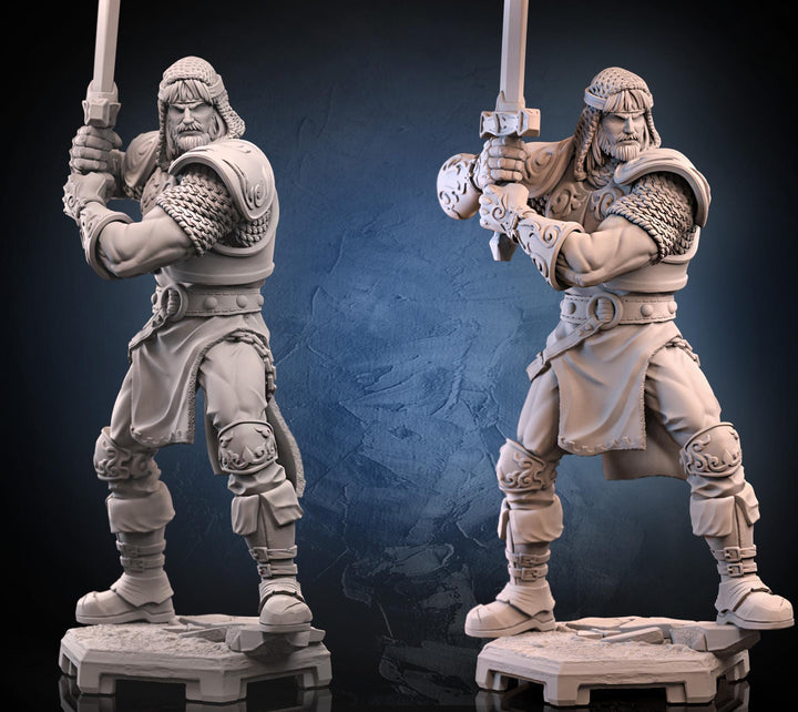 Human Fighter Paladin Ranger PC NPC |Unpainted Miniature| 5 Sizes /Scales | Pathfinder Figure D&amp;D