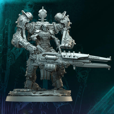 Sci-Fi Heavy Terminator Battle Mech Knight Miniature | 5 BASE SIZES | Resin Unpainted | Sci-fi