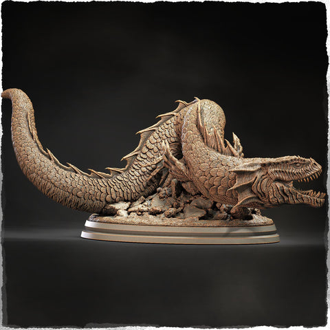 Sea Dragon Great Wyrm (4 sizes) D&D Miniature | 240mm Long | Resin Dragon Statue Figurine | Dungeons and Dragons 5e