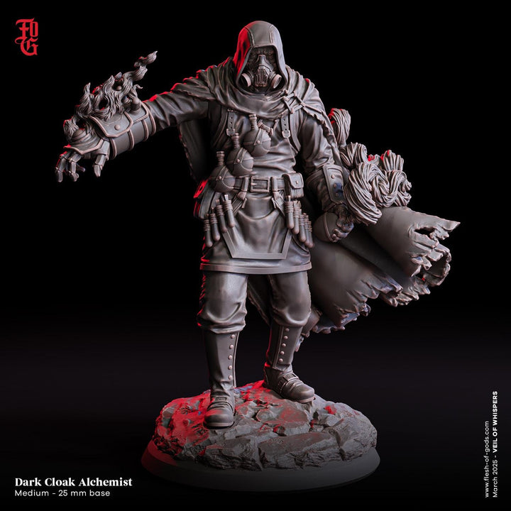 Human Artificer Dark Cloak Alchemist PC/ NPC Mini | 5 Sizes /Scale | Dungeons and Dragons