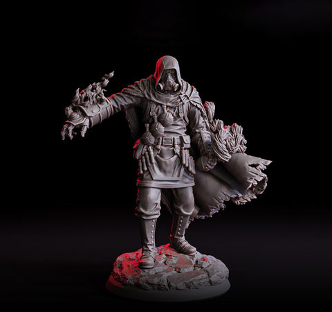Human Artificer Dark Cloak Alchemist PC/ NPC Mini | 5 Sizes /Scale | Dungeons and Dragons