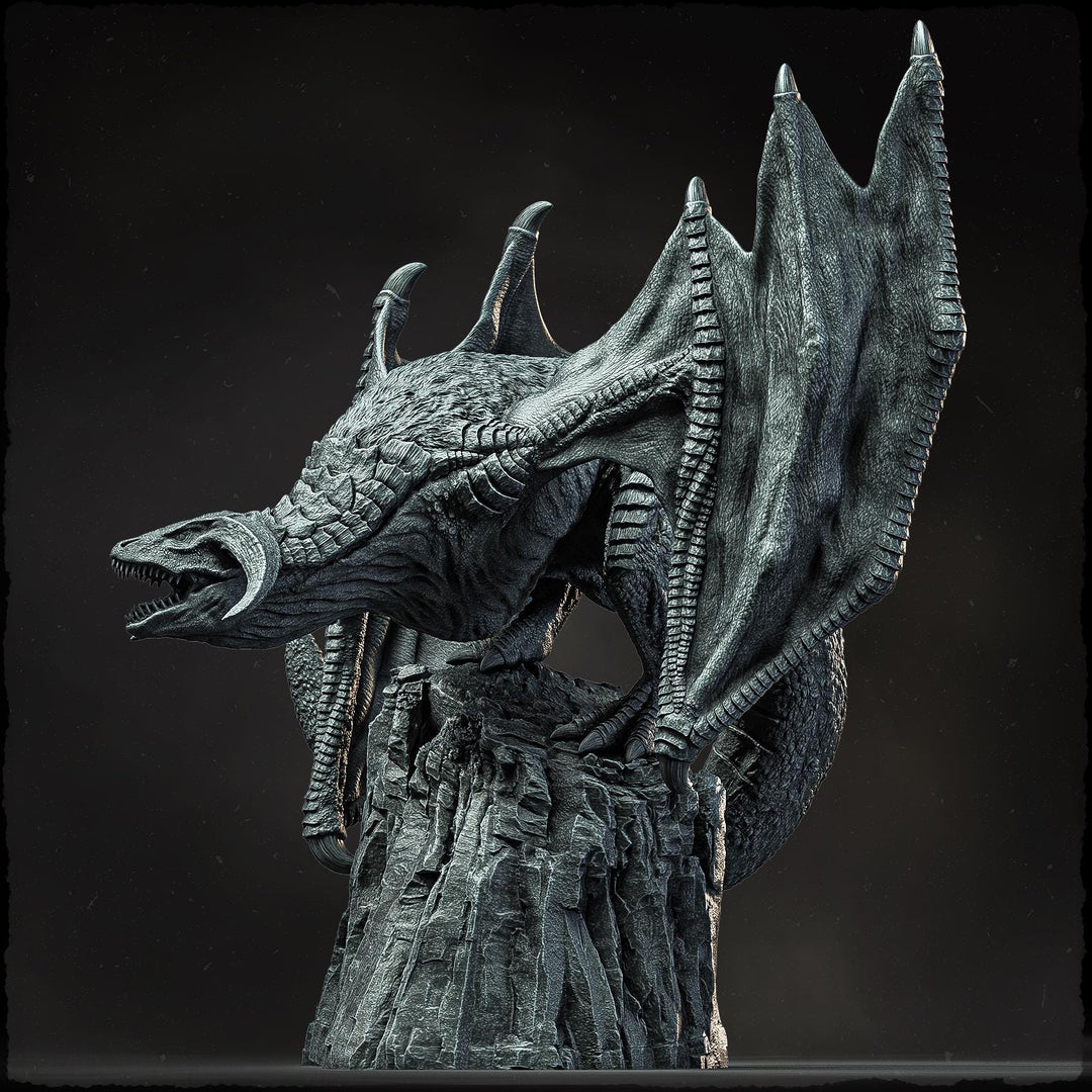 Wyvern on Peak (4 sizes) D&amp;D Miniature | Young, Adult, Huge, Gargantuan | Resin Statue| Figurine