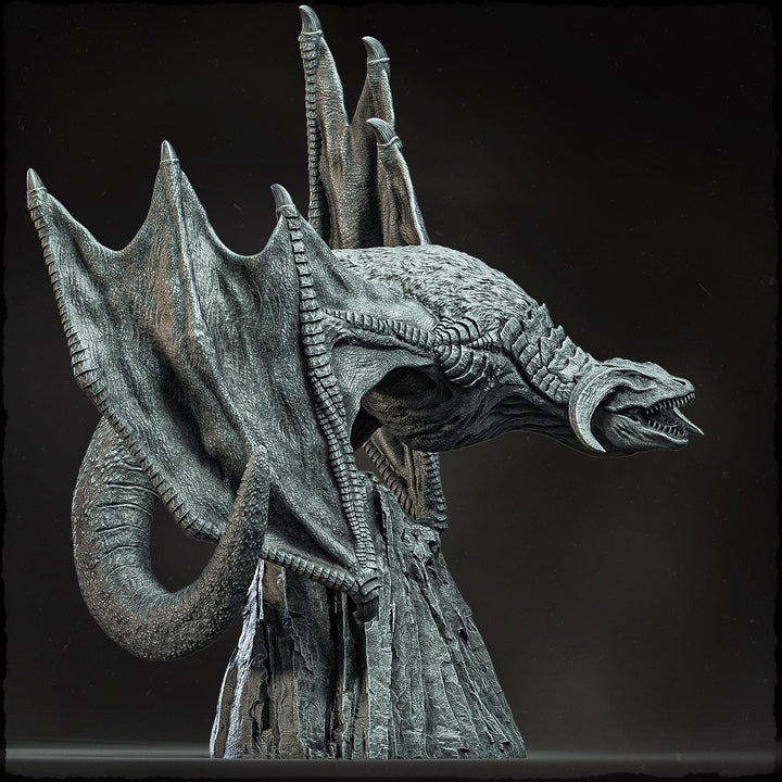 Wyvern on Peak (4 sizes) D&amp;D Miniature | Young, Adult, Huge, Gargantuan | Resin Statue| Figurine