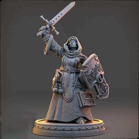 Female Cleric, Paladin PC /NPC Unpainted | 5 Sizes /Scales | Dungeons & Dragons | Pathfinder