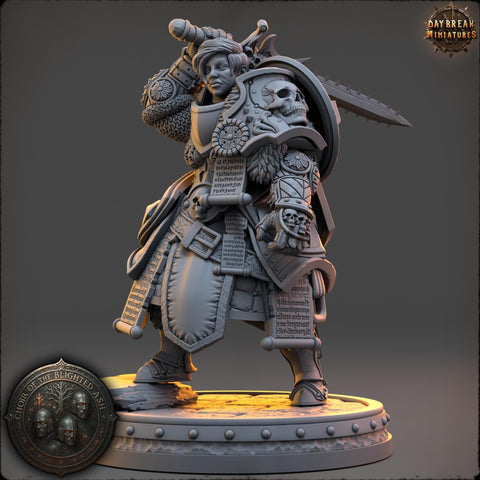 Female Paladin Cleric, PC /NPC Unpainted | 5 Sizes /Scales | Dungeons & Dragons | Pathfinder