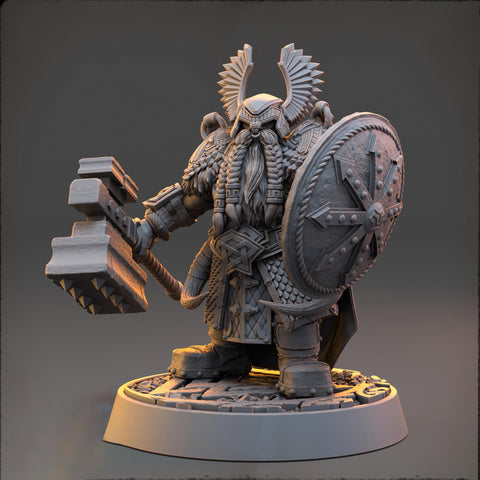 Dwarf Duergar Fighter Hammer and Shield | Unpainted D&D| 5 Sizes /Scale | Pathfinder