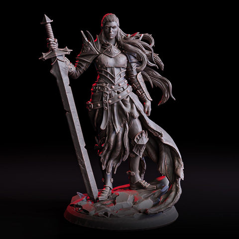 Female Human Paladin, Fighter PC NPC Unpainted Miniature | 5 Sizes /Scales | D&D 5e