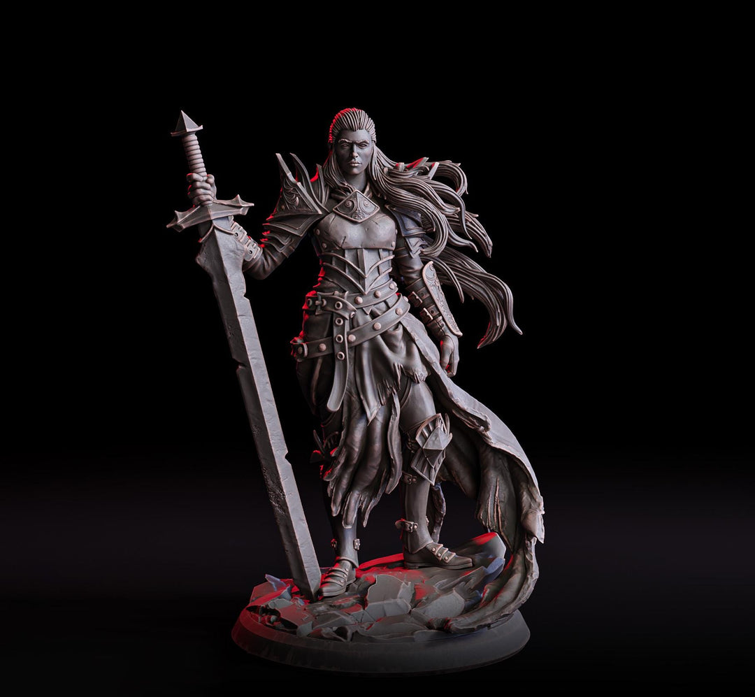 Female Human Paladin, Fighter PC NPC Unpainted Miniature | 5 Sizes /Scales | D&amp;D 5e