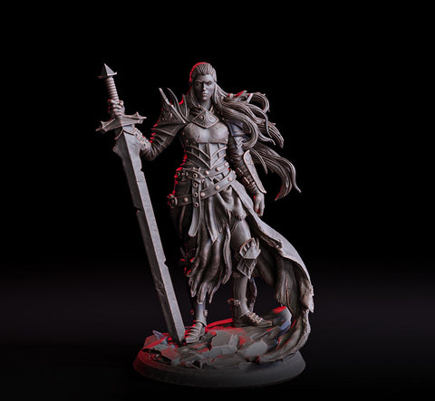 Female Human Paladin, Fighter PC NPC Unpainted Miniature | 5 Sizes /Scales | D&D 5e