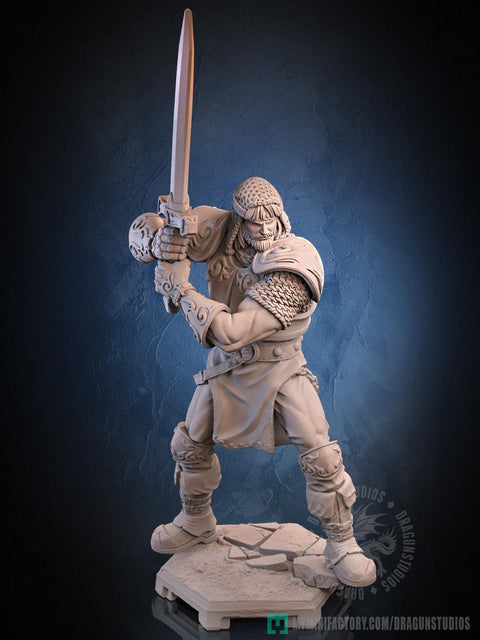 Human Fighter Paladin Ranger PC NPC |Unpainted Miniature| 5 Sizes /Scales | Pathfinder Figure D&D