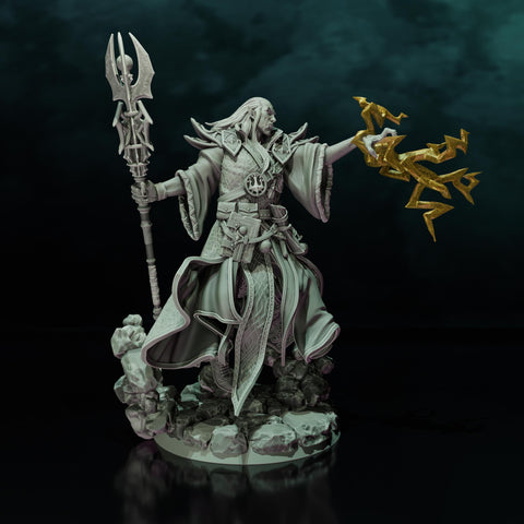 Elf Wizard Casting Spell PC NPC, Paintedornot Original Design Unpainted Mini | 5 Sizes /Scales