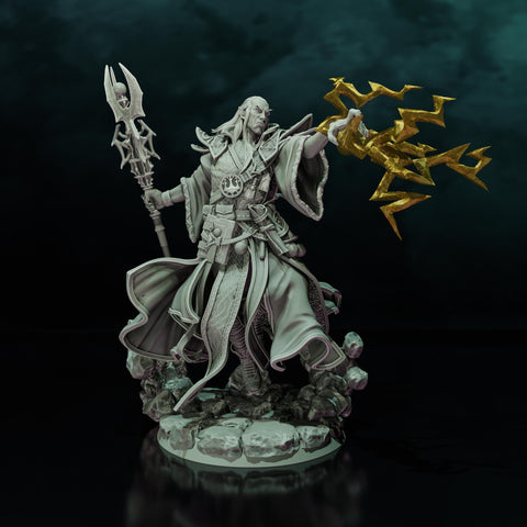 Elf Wizard Casting Spell PC NPC, Paintedornot Original Design Unpainted Mini | 5 Sizes /Scales