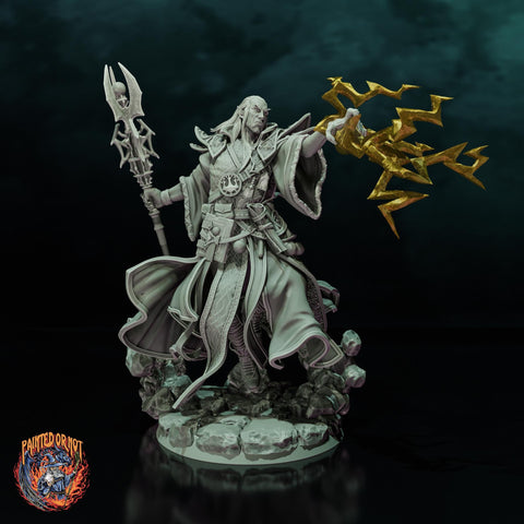 Elf Wizard Casting Spell PC NPC, Paintedornot Original Design Unpainted Mini | 5 Sizes /Scales