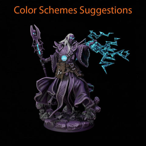 Elf Wizard Casting Spell PC NPC, Paintedornot Original Design Unpainted Mini | 5 Sizes /Scales