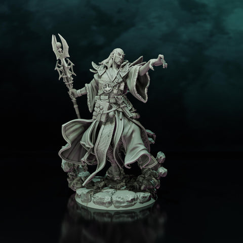 Elf Wizard, Archmage PC NPC, Paintedornot Original Design Unpainted Mini | 5 Sizes /Scales