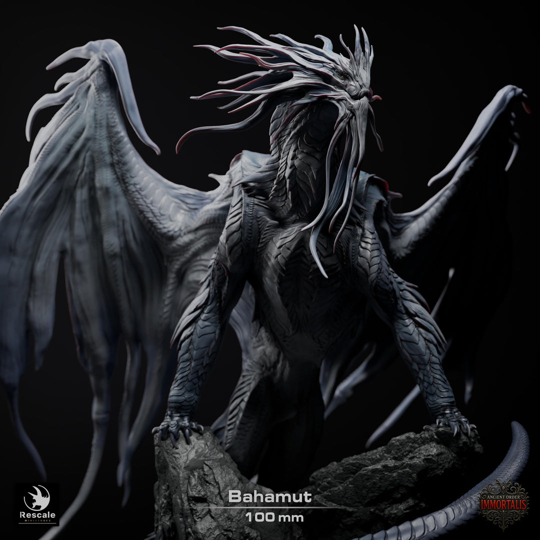 Bahamut The Platinum Dragon (4 sizes) D&amp;D 5e Unpainted Resin Miniature | 300mm Wing Span, 281mm Height | Pathfinder |