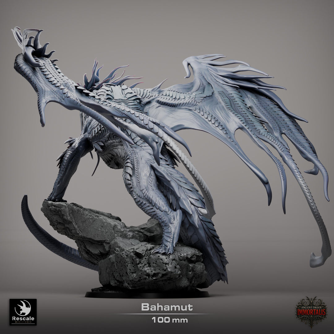 Bahamut The Platinum Dragon (4 sizes) D&amp;D 5e Unpainted Resin Miniature | 300mm Wing Span, 281mm Height | Pathfinder |