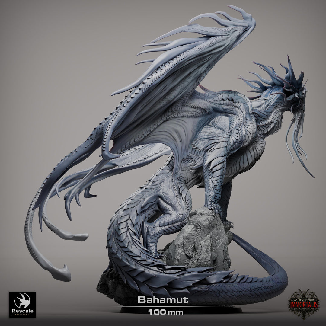 Bahamut The Platinum Dragon (4 sizes) D&amp;D 5e Unpainted Resin Miniature | 300mm Wing Span, 281mm Height | Pathfinder |