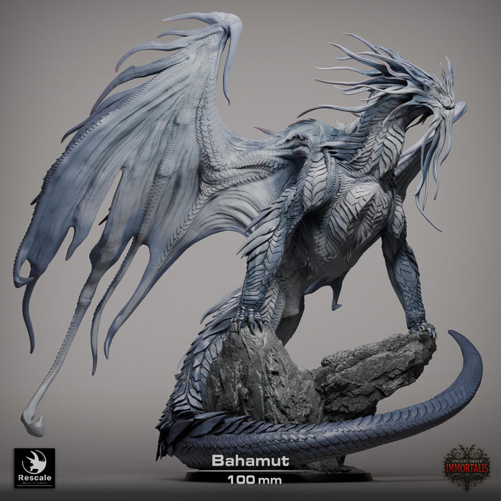 Bahamut The Platinum Dragon (4 sizes) D&amp;D 5e Unpainted Resin Miniature | 300mm Wing Span, 281mm Height | Pathfinder |