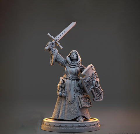 Female Cleric, Paladin PC /NPC Unpainted | 5 Sizes /Scales | Dungeons & Dragons | Pathfinder