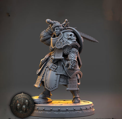 Female Paladin Cleric, PC /NPC Unpainted | 5 Sizes /Scales | Dungeons & Dragons | Pathfinder