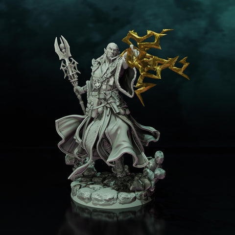Elf Wizard Casting Spell PC NPC, Paintedornot Original Design Unpainted Mini | 5 Sizes /Scales