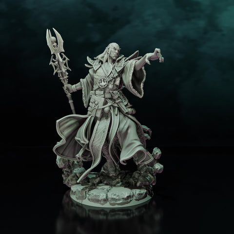 Elf Wizard, Archmage PC NPC, Paintedornot Original Design Unpainted Mini | 5 Sizes /Scales