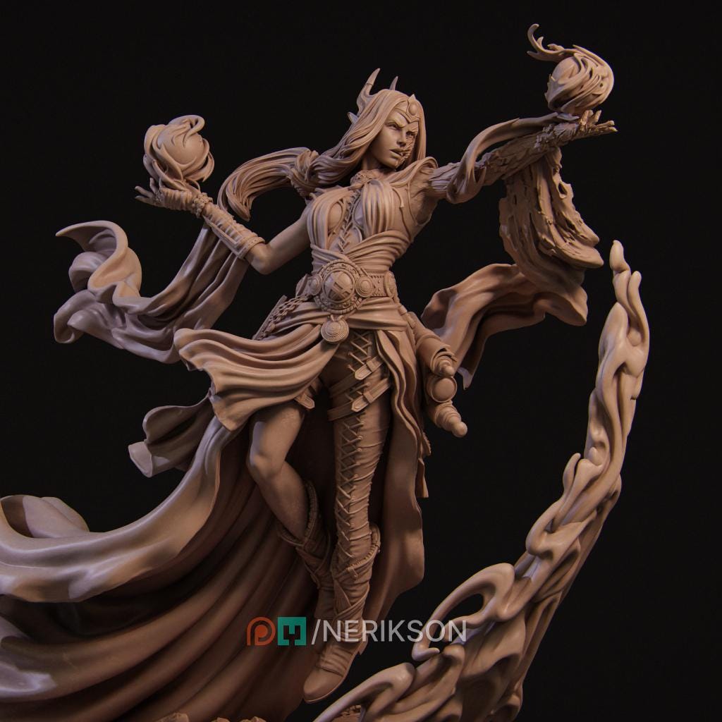 Human Female Sorcerer Warlock, Wizard PC /NPC Unpainted D&amp;D| 5 Sizes/Scales| Pathfinder
