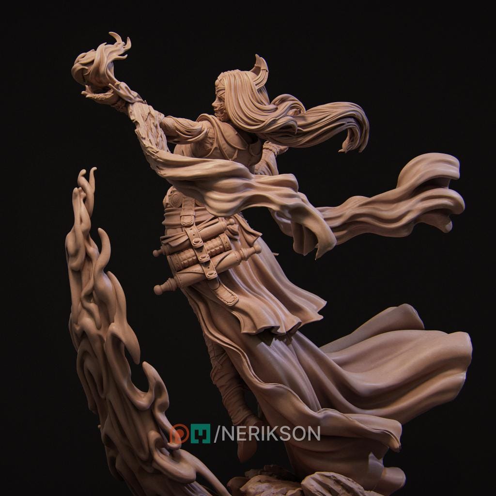 Human Female Sorcerer Warlock, Wizard PC /NPC Unpainted D&amp;D| 5 Sizes/Scales| Pathfinder