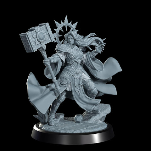 Female Cleric Light Domain, Paladin Miniature | 5 Sizes /Scales | Dungeons and Dragons Pathfinder