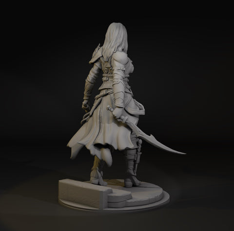 Female Human Rogue Assassin, Paintedornot Original Design UNPAINTED Mini D&D | 5 Sizes /Scales